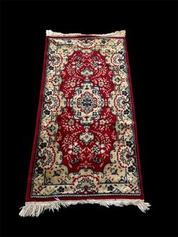 Red Persian-Style Area Rug with Fringe