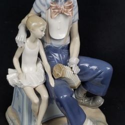 Lladro Spain Porcelain Clown w/Ballerina Sculpture
