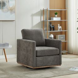 Wide Upholstered Swivel Chair 