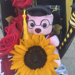 Pink Teddy Bear Graduation Bouquet 