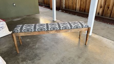 Solid Wood Upholstered Bench – Boho / Southwestern – Entryway or Bedroom