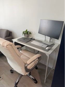 Study desk+ New Dell desktop screen+ wireless mouse and keyboard