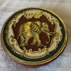Vintage Round Elephant Storage Box 