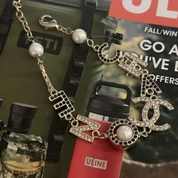 Authentic  CC Alphabet Pearl Gold Plated Bracelet 