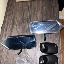 iJDMTOY Pair Universal F1 Style Side Mirrors w/Blue Glass Compatible With Acura Honda Mazda Subaru Toyota Nissan Scion, etc (Brackets Included w/Twill