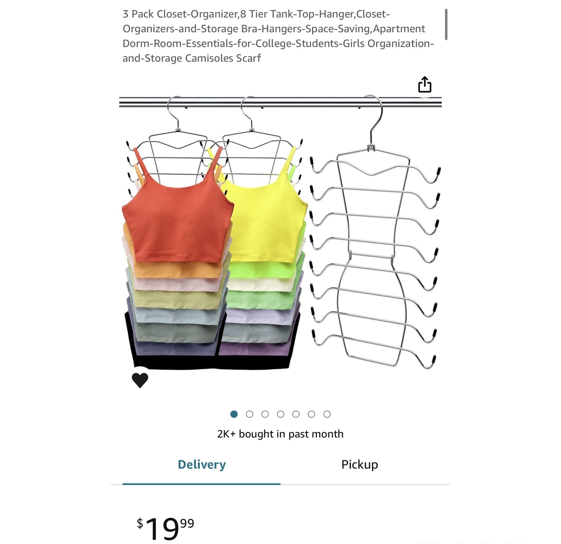 Brand new 3 Pack Closet-Organizer,8 Tier Tank-Top-Hanger,Closet-Organizers-and-Storage Bra-Hangers-Space-Saving,Apartment Dorm-Room-Essentials-for-Col
