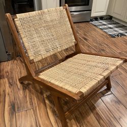 Wood And Rattan Accent Chair