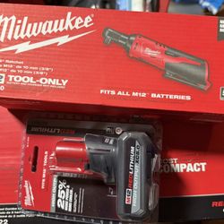 Milwaukee M12 Fuel  Compact Drill/Driver HO XC 5.0 Batt M12 3/8 Ratchet