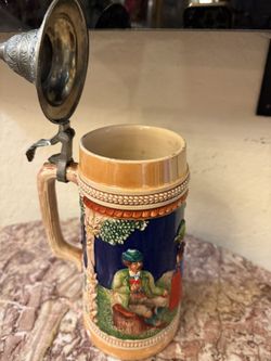 Beer mug, earthenware, signed Germany.