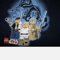 BOYS LEGO STAR WARS HAN SOLO LUKE YODA VADER SHIRT BLUE YOUTH XL NEW