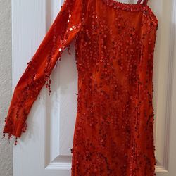 Red sequins costume dress