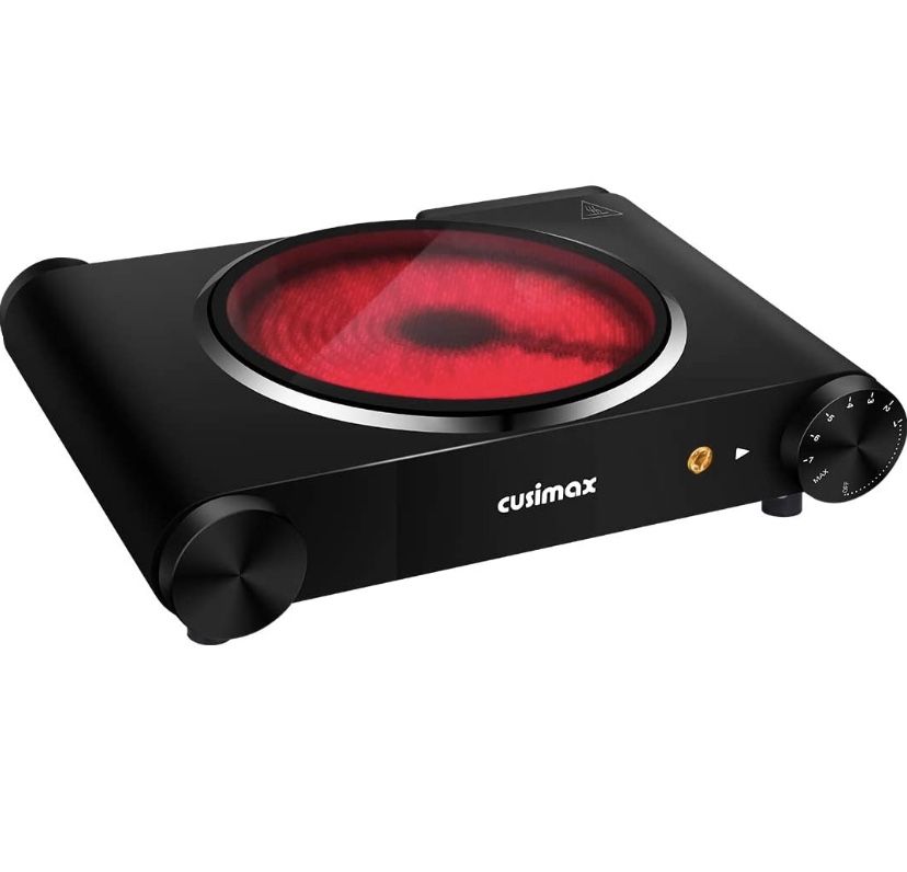 Single Burner 1200W, Infrared Electric Burner, Portable Stove Electric Cooktop, Ceramic Hot Plate, Easy to clean, Compatible with All Cookware
