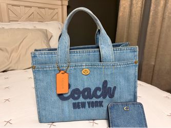 Indigo Coach Tote with Wallet