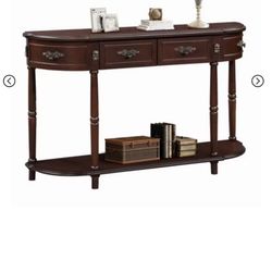 Bella Depot Curved 52" Half Moon Sofa Console Table with 2 Drawers and Open Shelf$165