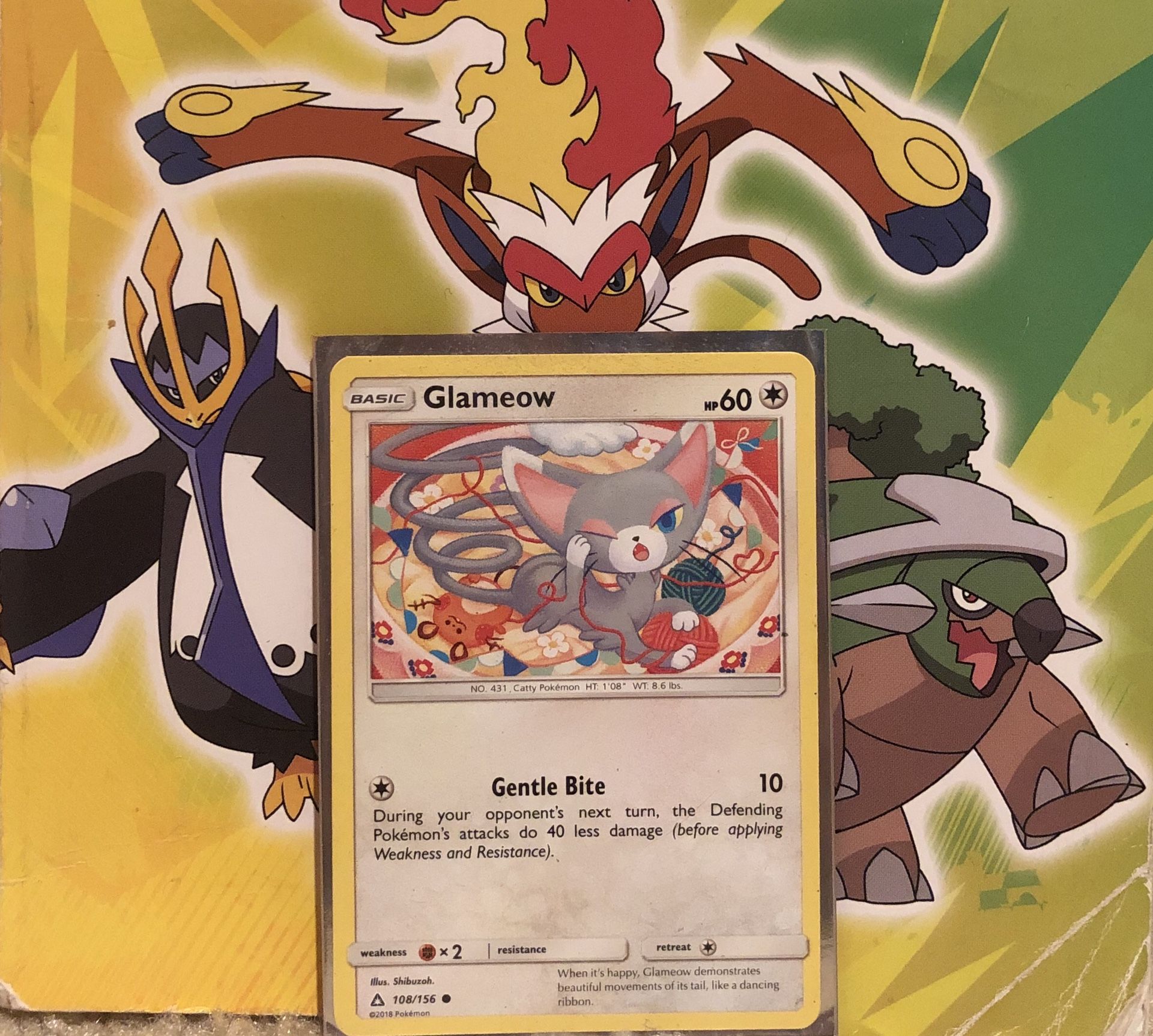 Glameow in good condition cat Pokemon card