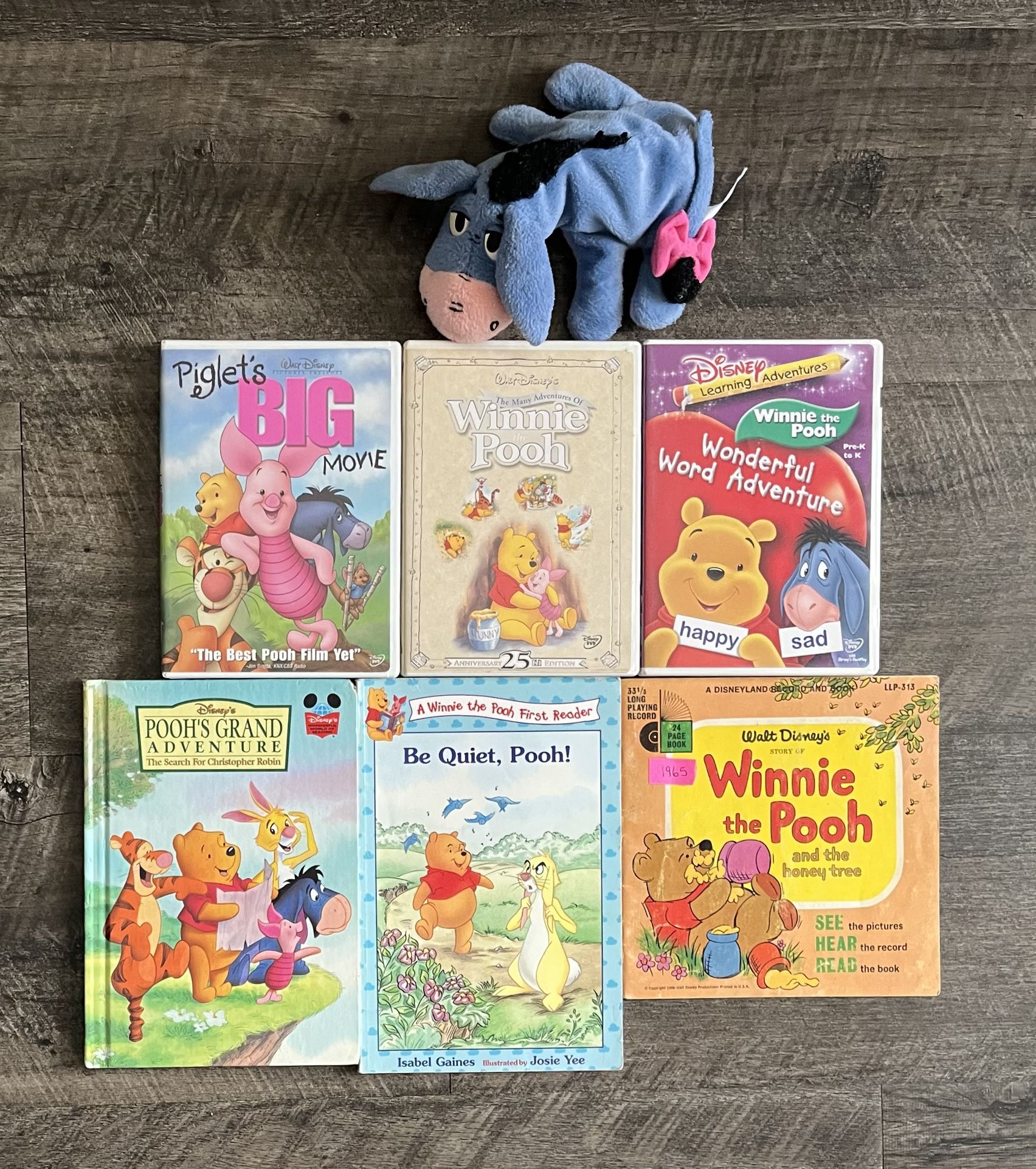 Winnie the Pooh Books, DVDS and Toy (Lot of 7)