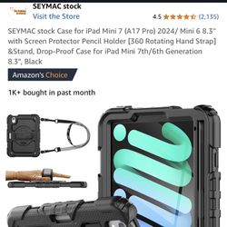 SEYMAC Case for iPad Mini 6 / 7. 8.3'' 2021 2024 with Screen Protector Pencil Holder 6th