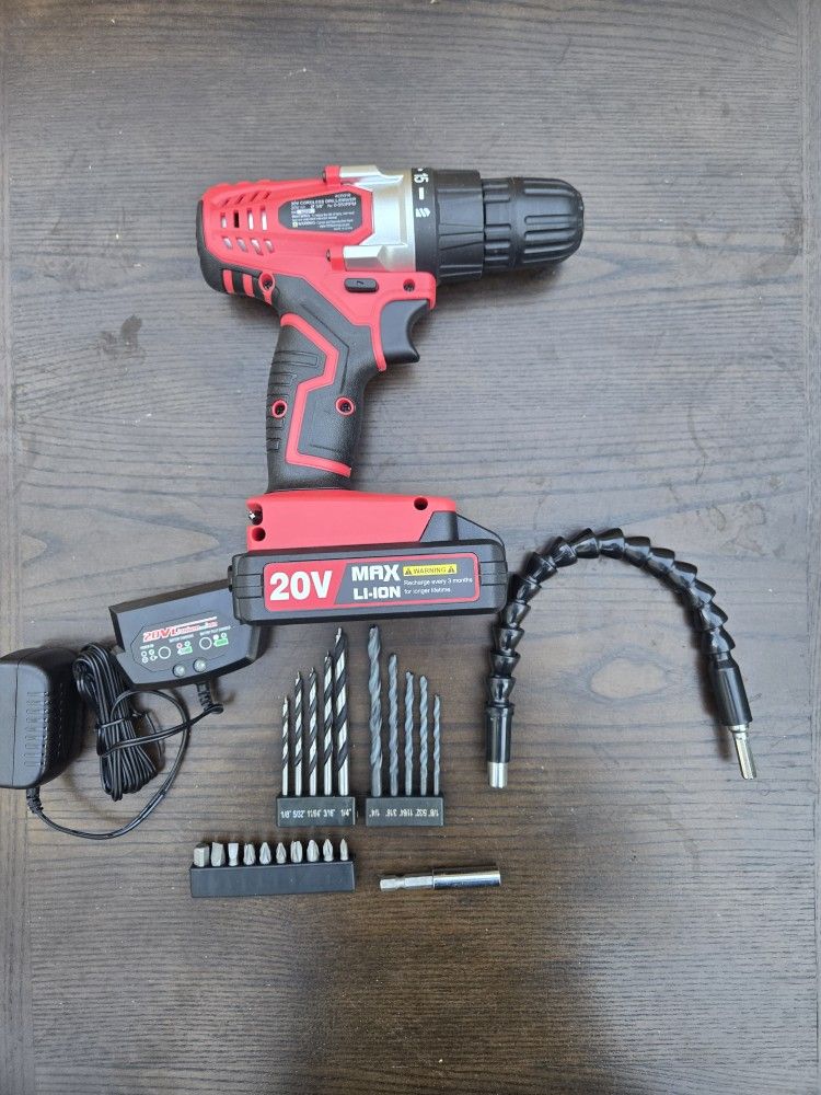 Avid Power 20V Cordless Drill + Bit Set - Like New 
