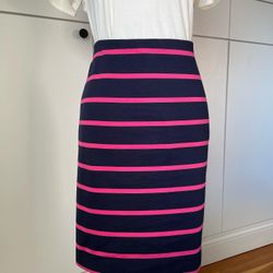 The Limited Navy & Pink Striped Pencil Skirt Size 0