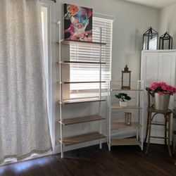 New Ladder Shelf 6 Tier Beautiful Sturdy Matte White And Oak 