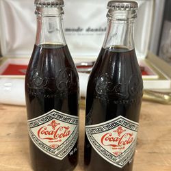 2 Vintage Coca Cola 10oz 75th Anniv Bottles