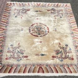Chinese Wool Area Rug With Dragon Motif - 10.5FT X 8FT