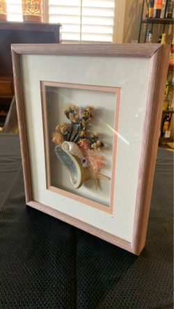 Wall Decor framed seashells flowers