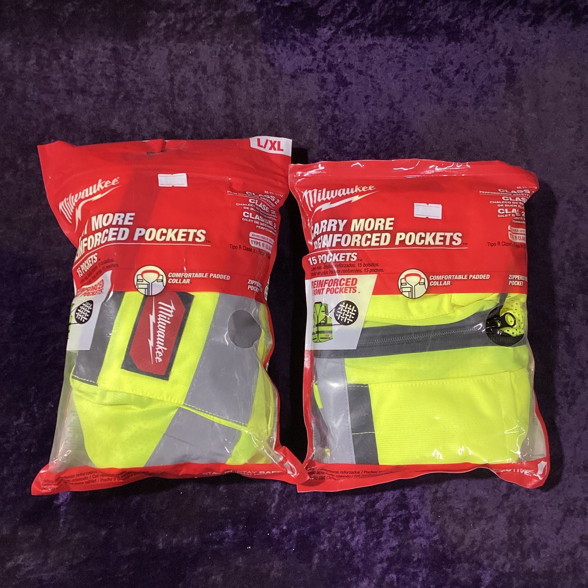 🧰🛠Milwaukee Performance LARGE/XL Yellow Class 2 High Visibility Safety Vest w/15 Pockets NEW!-$20 EACH!🧰ðŸ›