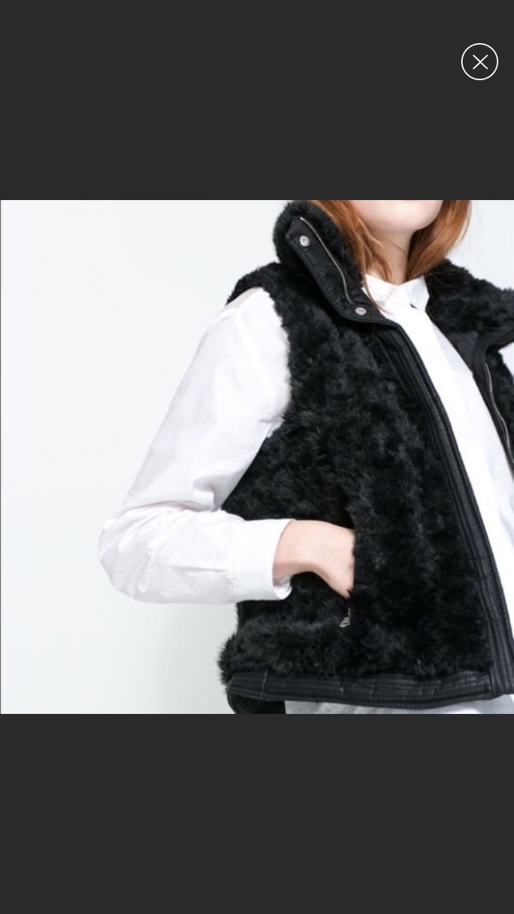 Zara Faux Fur Vest with Leather Trimming