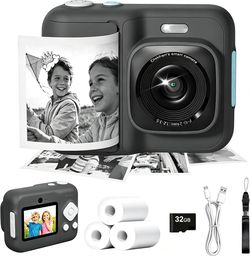 Brand New Kids Instant Print Camera – 1080P HD, 32GB Card & 3 Paper Rolls – Perfect Gift