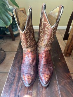 Justin- Ostrich Cowboy Boots 9D
