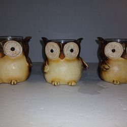 3 Yankee Candle Tea Light Holder Owls