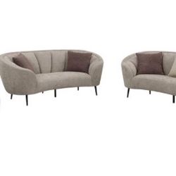 Ellorie 3-piece Upholstered Curved Sofa Set Beige