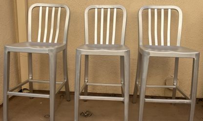 3 Crate & Barrel Delta Aluminum Counter Stools – 24” Seat Height