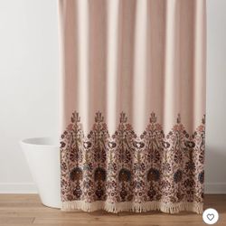 Boho Floral Border Shower Curtain Pink - Threshold