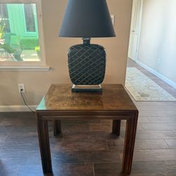 Wooden Side Tables with Lamps