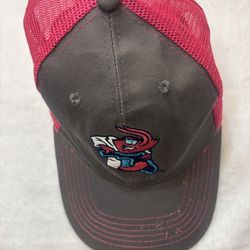 Jacksonville Jumbo Shrimp minor league baseball cap.  Distressed red and grey trucker hat #skater #grunge #emo #jacksonvillejumboshrimp