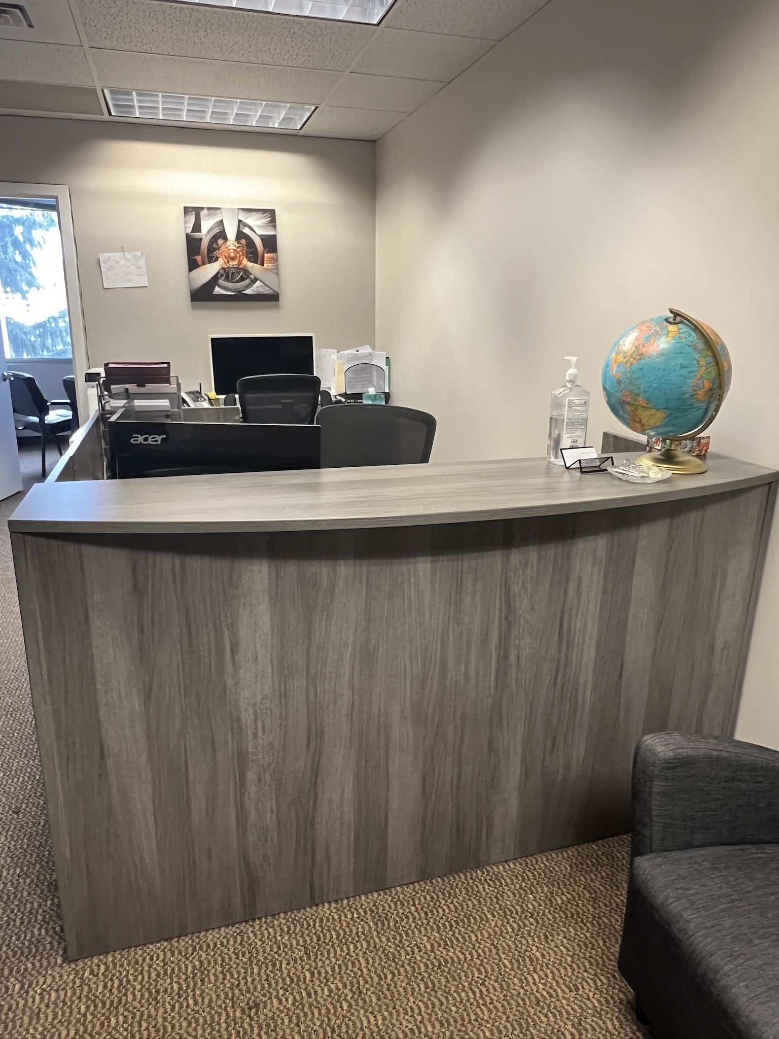 L-Shaped Office Reception Desk With Transaction Top