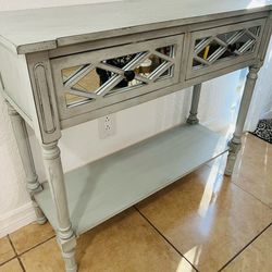 Console Table with Mirrors, Antique look, Light Blue (HABLÓ ESPAÑOL)