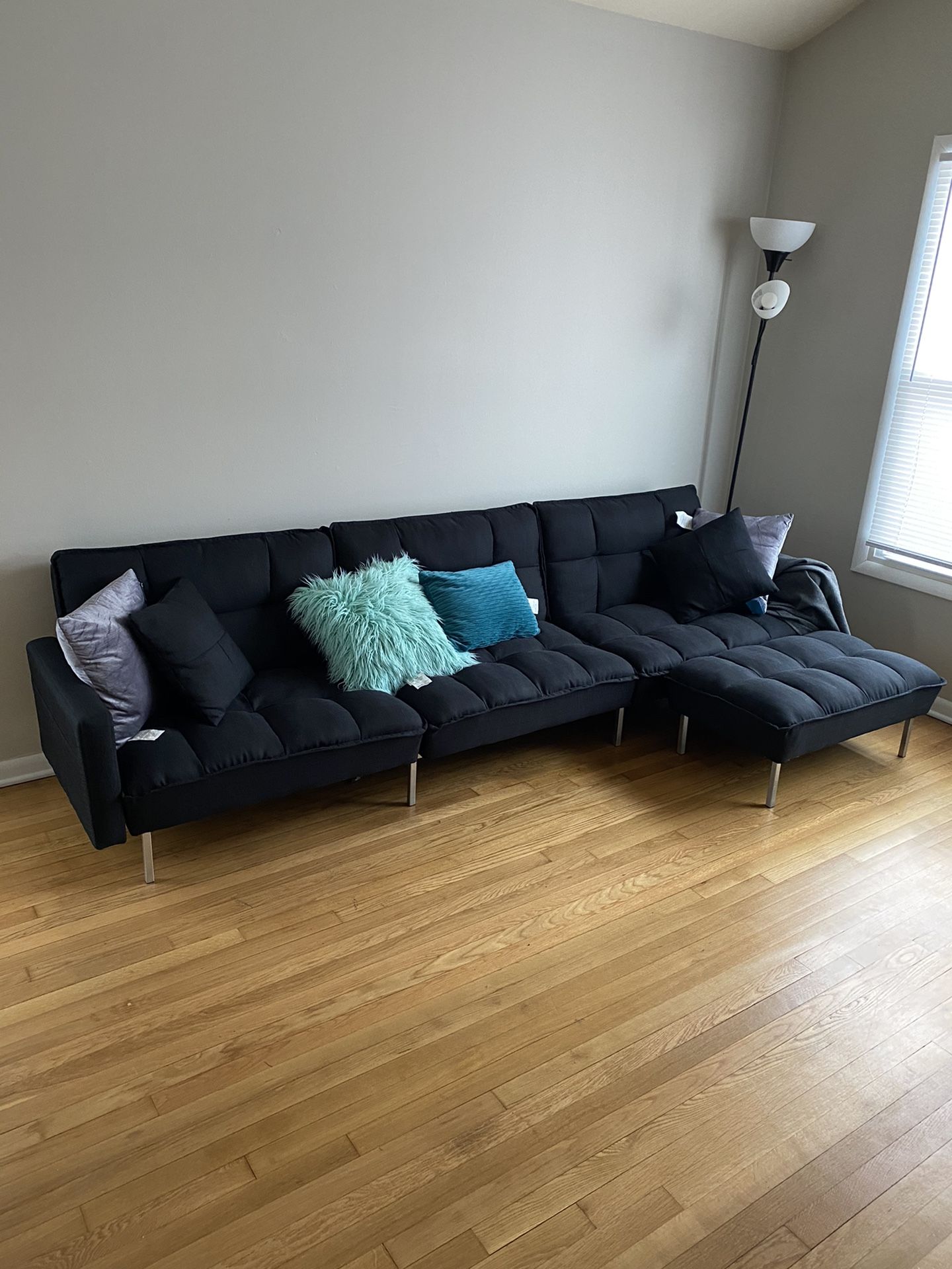 BLACK COUCH W/ OTTOMAN