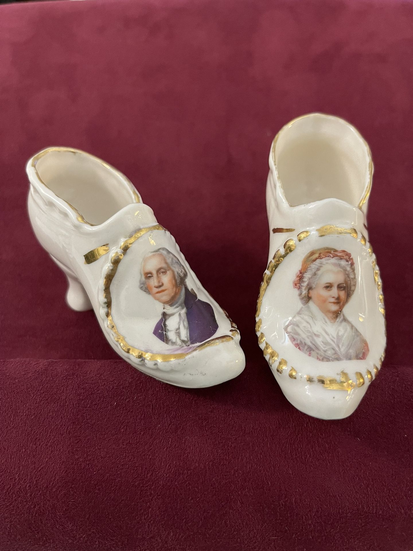 Vintage Antique Bone China 1941 Collectable Miniature Shoes(set 2 shoes) 4 Inches Wide 2 Inches Tall