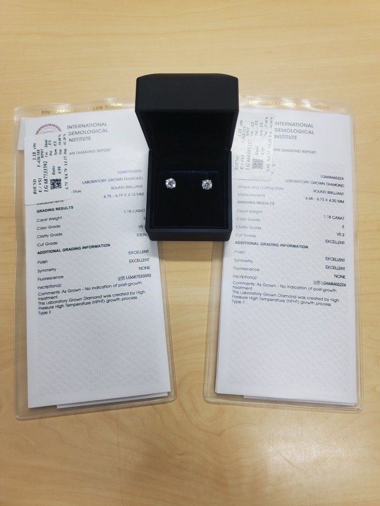 Diamond Stud Earrings E-VS2 Individual IGIs 2.36 CTW 14k White Gold