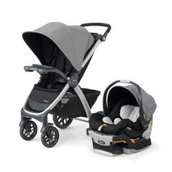 Chicco Bravo 3-in-1 Trio Travel System, Quick-Fold Stroller with KeyFit 30 Infant Car Seat and base