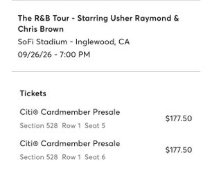 The R&B Usher and Chris Brown tickets