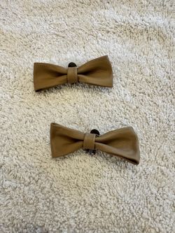 Capezio Girls Tap Shoe Leather Bow Clip On Set-Tan