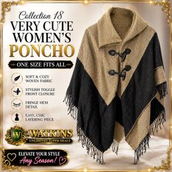 ✨ BRAND NEW COLLECTION 18 WOMEN’S PONCHO – ONE SIZE FITS ALL! ✨