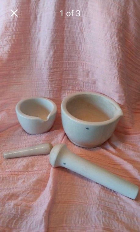 Vintage porcelain mortar and pestel set