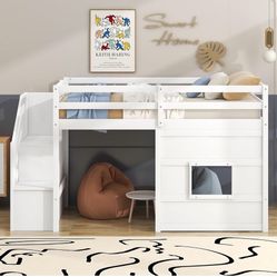 Kids/Toddler Twin Low Loft Bed 