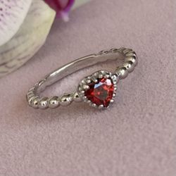Heart Ring 💍 Size 8 925 Sterling Silver + Rhodium Plated 