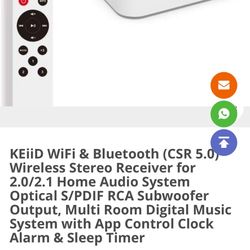 KEiiD WiFi & Bluetooth (CSR 5.0) Wireless Stereo Receiver for 2.0/2.1 Home Audio System